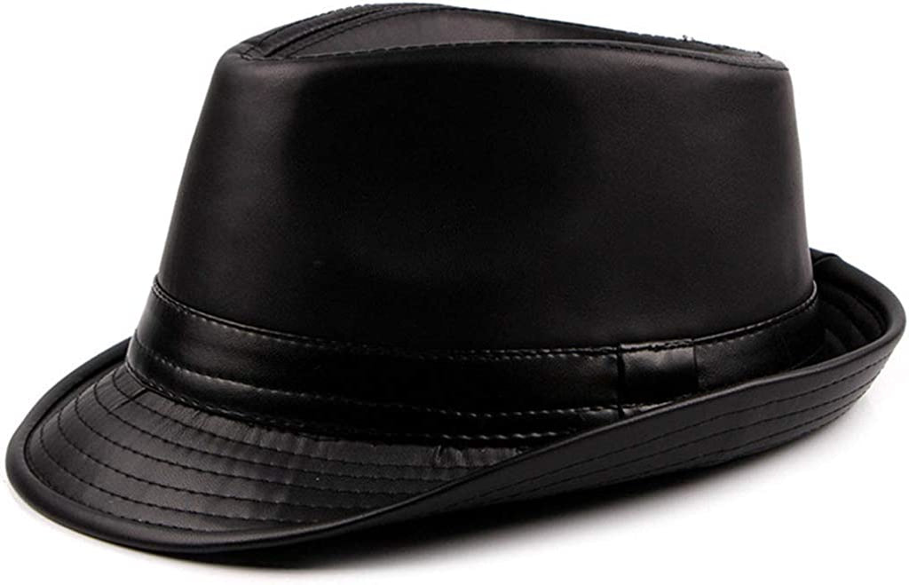  Leather Trilby Fedoras Panama Jazz-Hat Short Brim Bowler Hat (S-M)