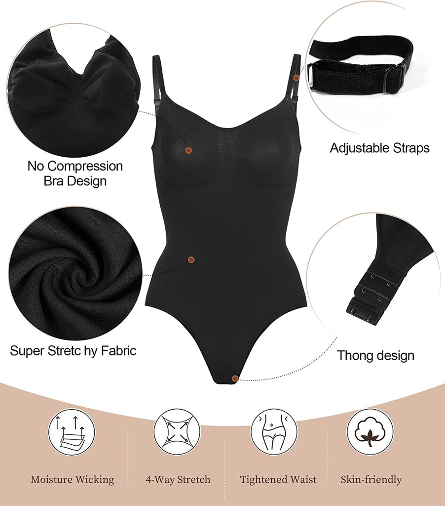 Bodysuit for Women Tummy Control Shapewear Seamless Sculpting Thong Body Shaper