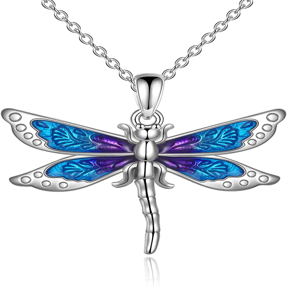 Dragonfly Necklace Sterling Silver Triskele Celtic Dragonfly Gifts Abalone Shell Jewelry for Women Girls