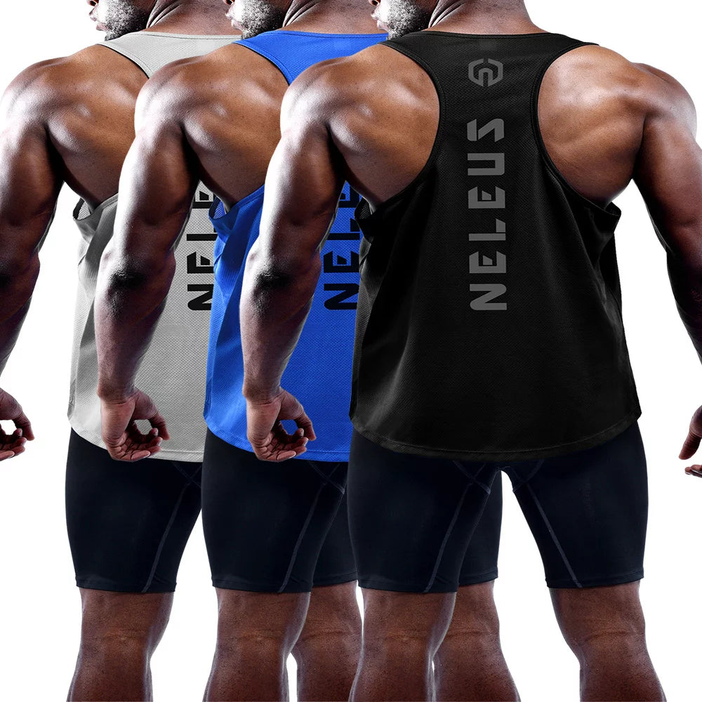 3 Pack Mens Dry Fit Y-Back Muscle Tank Top 
