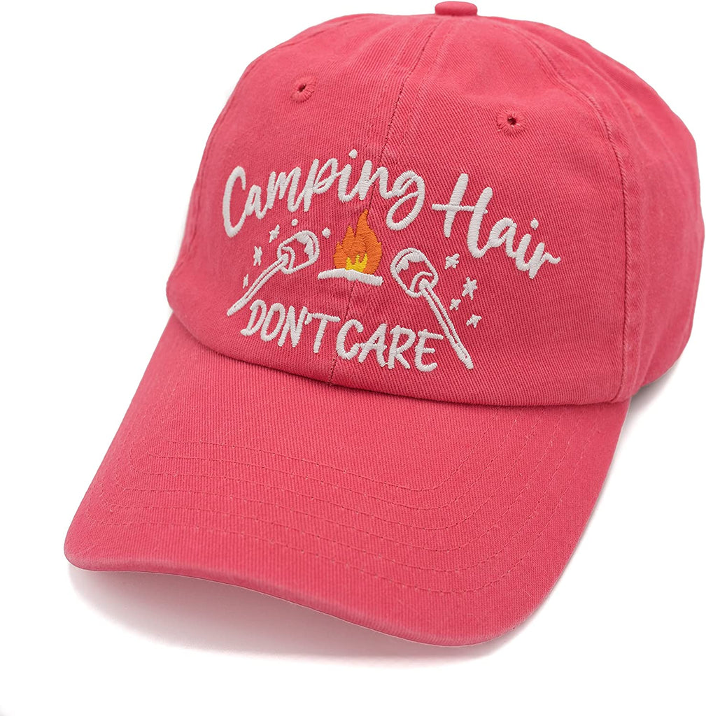 Women’s Baseball Caps Embroidered Distressed Adjustable Boat Lake Camping Hair Don’t Care Hat Gift