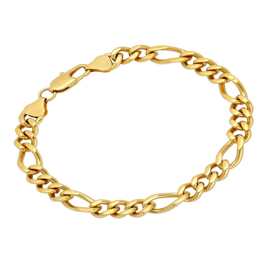 Men's Gold-Tone Stainless Steel Figaro Bracelet 9" - Mens Bracelet