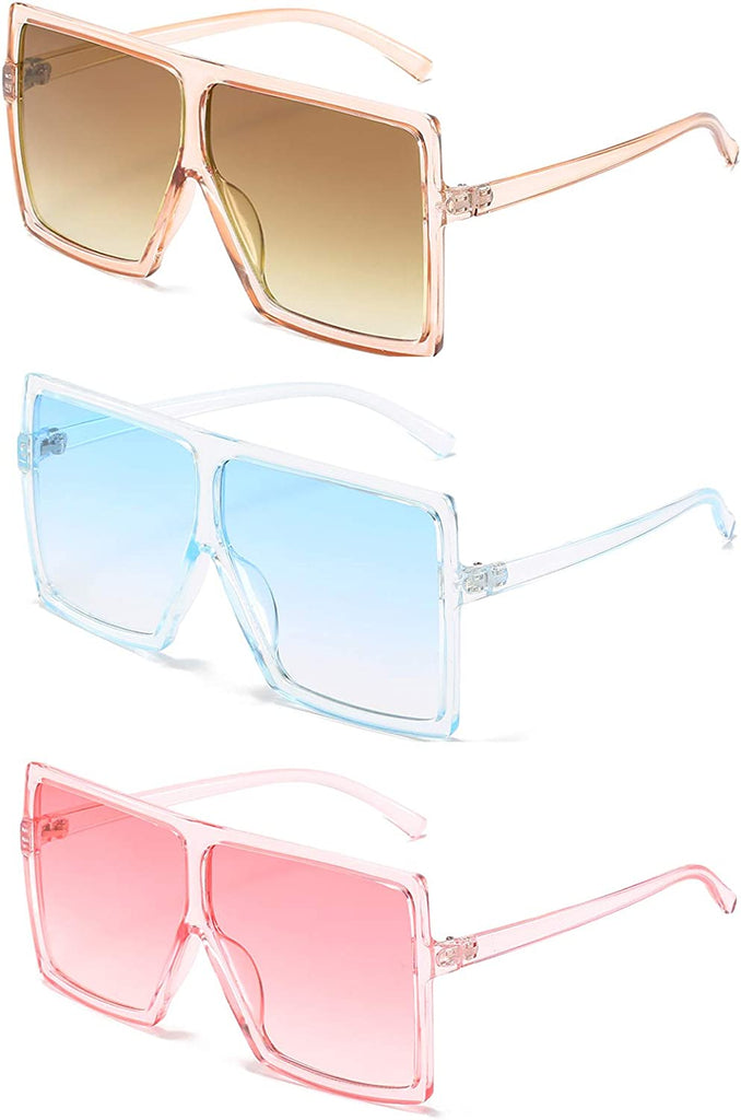 ENSARJOE Square Oversized Sunglasses for Women Men Flat Top Fashion ShadesUV Protection