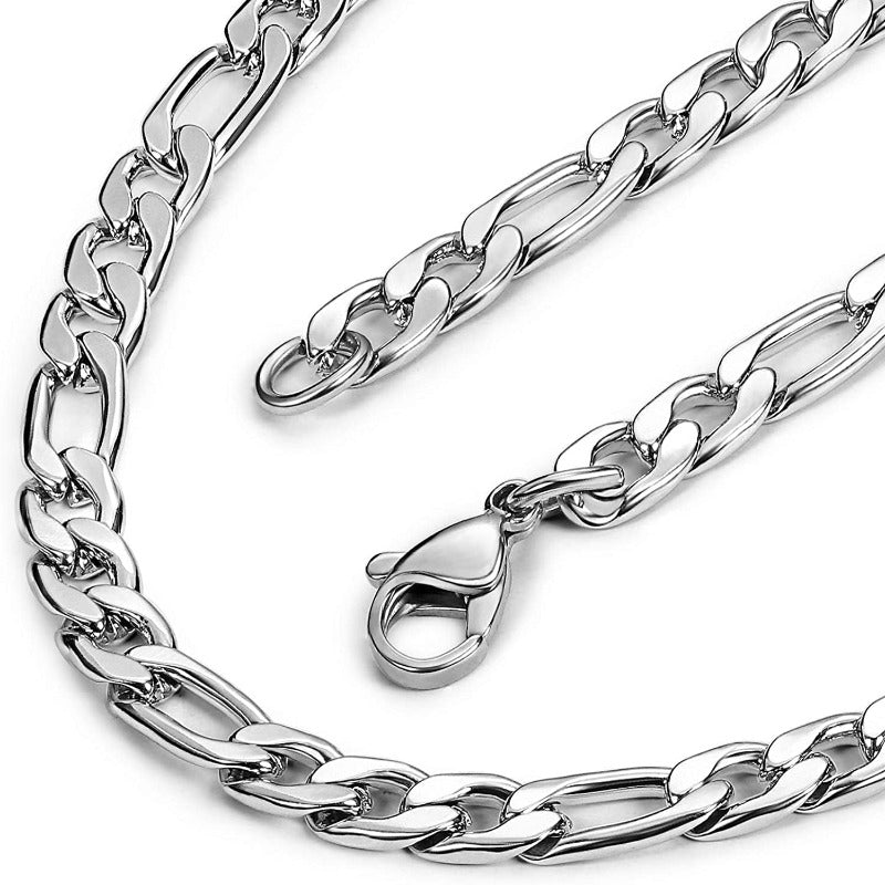 Men's Figaro Chain Stainless Steel Curb Necklace