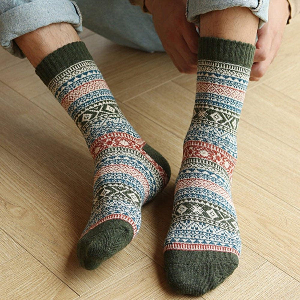 5 Pairs Men's Winter Wool Socks -Thick Heavy Thermal Socks 