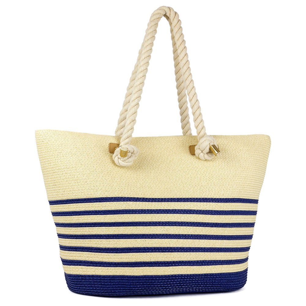 Women's Adult Paper Straw Beach Bag Navy