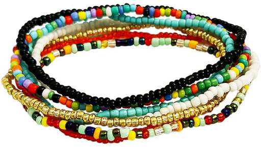 7pcs Boho Handmade Multicolor Elastic Beaded Bracelets 