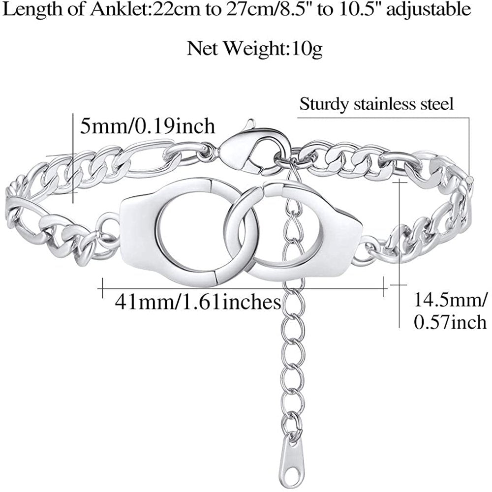 Handcuff Ankle Bracelets for Women Stainless Steel/18K Gold/Black Plated Ankle Chain Punk Jewelry