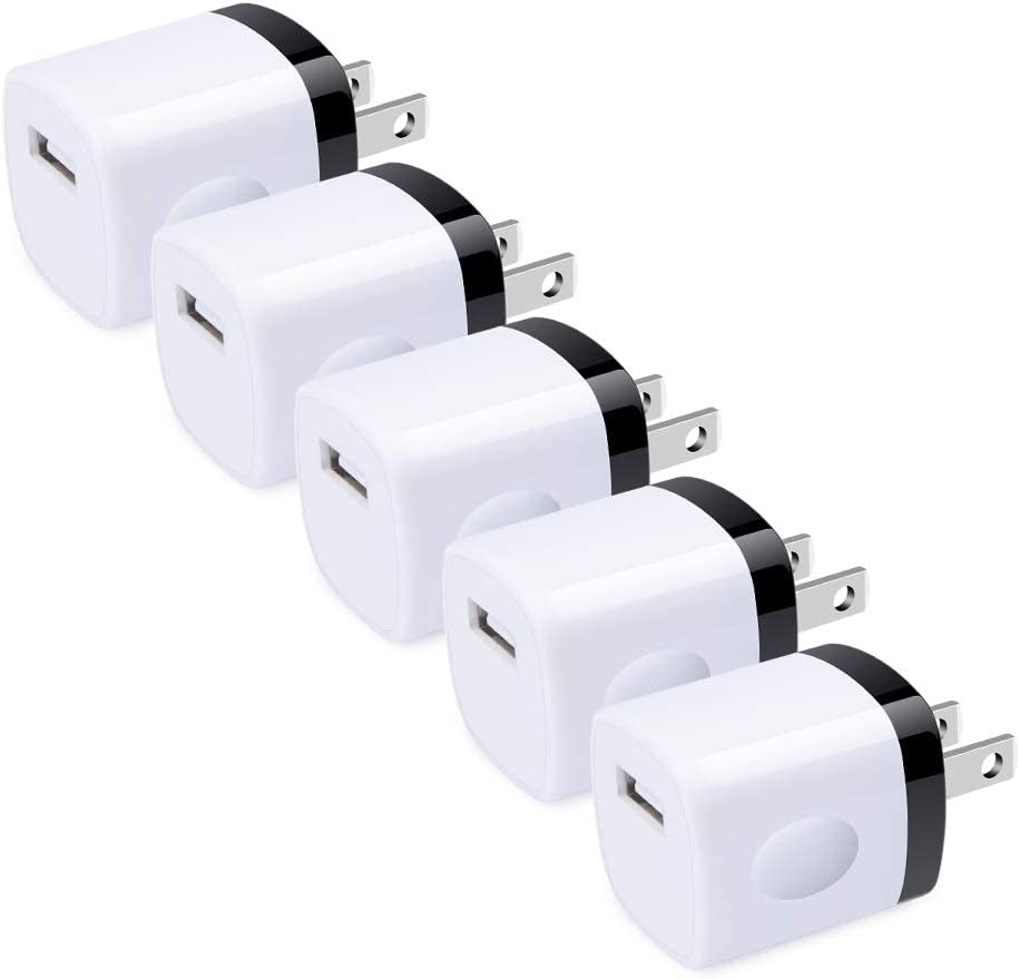 Charger Box,5Pack 1A/5V Single Port USB Wall Charger Cube Plug Charging Block Brick for iPhone 14 Pro Max 13 12 11 XS X 8,Samsung Galaxy S23 A53 A73 A14 A13 S22 S21 S20,Pixel 7 6a,Moto G9 G8,LG Stylo