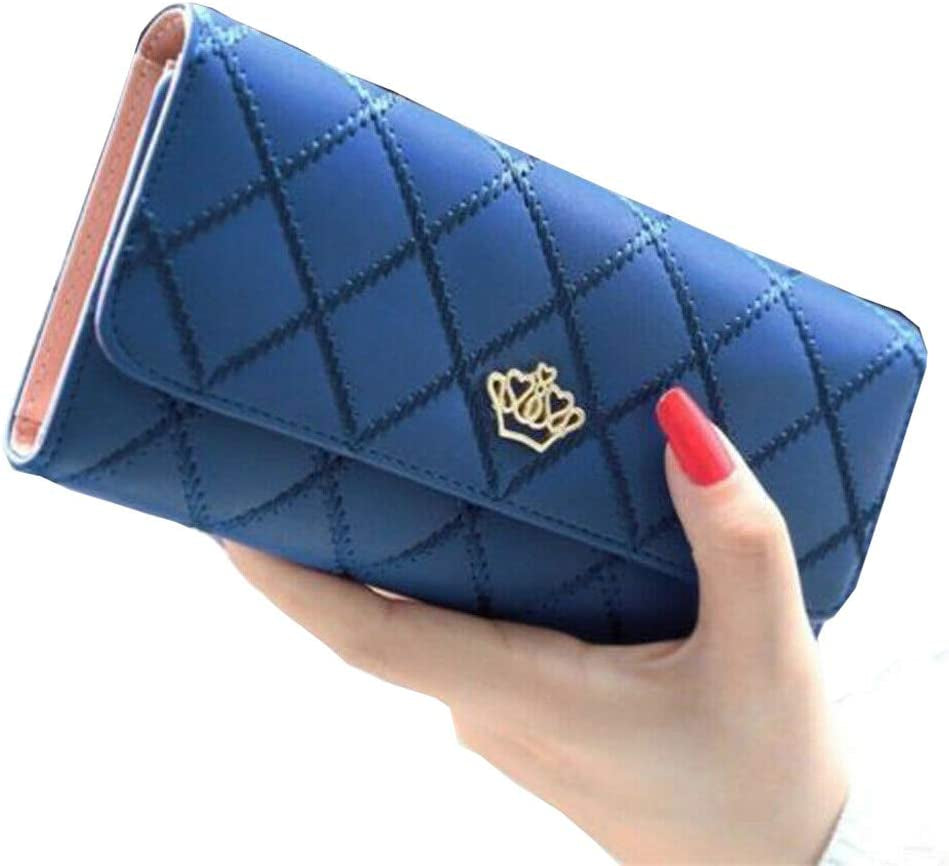 RFID Blocking Wallet for Women Ladies Leather Card Holder Purse with ID Window Multiple Card Slots Travel Bifold Wallet-Clutch