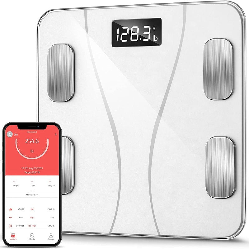 Smart Wireless BMI Digital Bluetooth Body Fat Scale with Smartphone App for Body Weight, Fat, Water, BMI, BMR