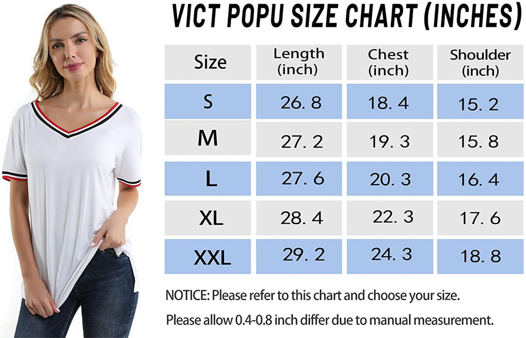 Women's T Shirts V-Neck Short Sleeve Side Split Loose Fit Casual Tees