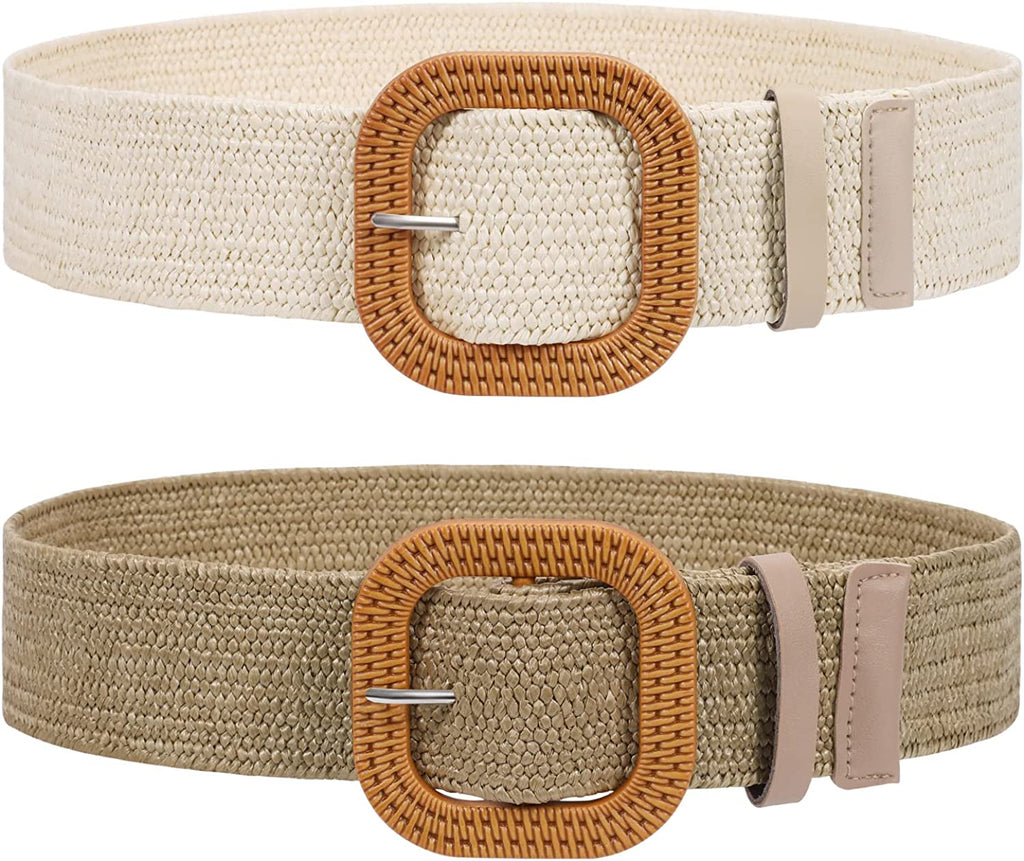  2 Pack Elastic Woven Waist Belts