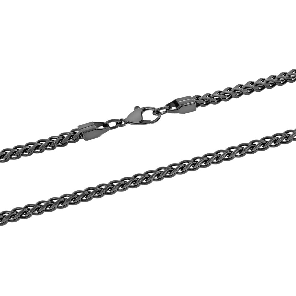 Men'S Black Stainless Steel 3MM Franco Link 24" Chain Necklace