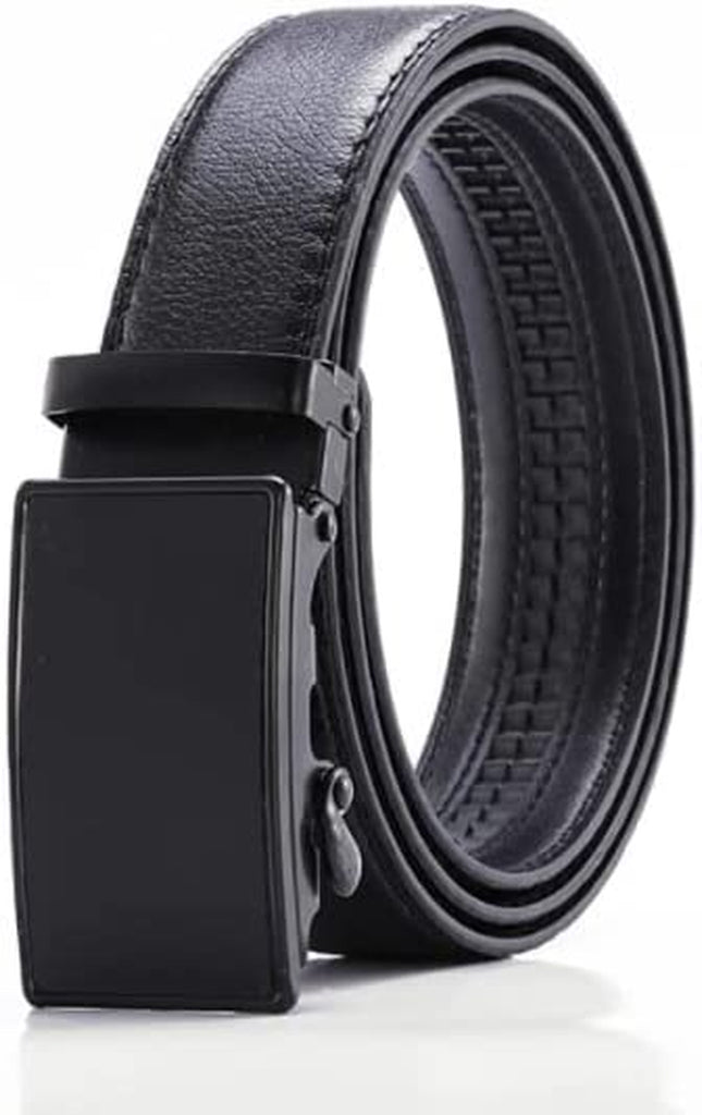 Men's Leather Adjustable Ratchet Dress Belt, Trim to Fit 