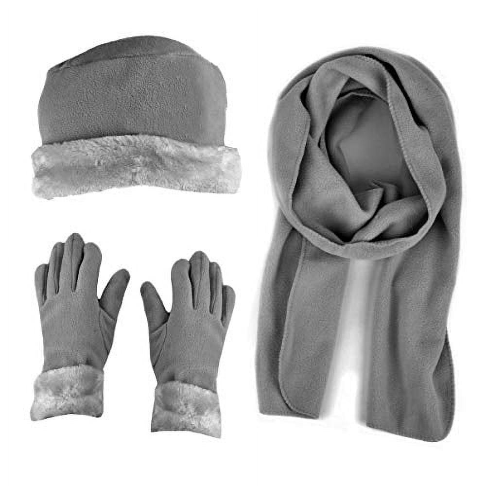 Women's Warm Fleece Winter Set - Scarf, Hat, and Gloves