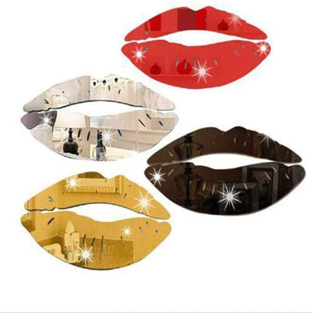 4Pcs DIY Modern 3D Kiss Lip Mirror Wall Sticker