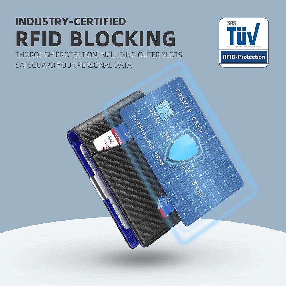 Wallet for Men Slim, Genuine Leather Mens Wallet RFID Blocking Credit Card Holder