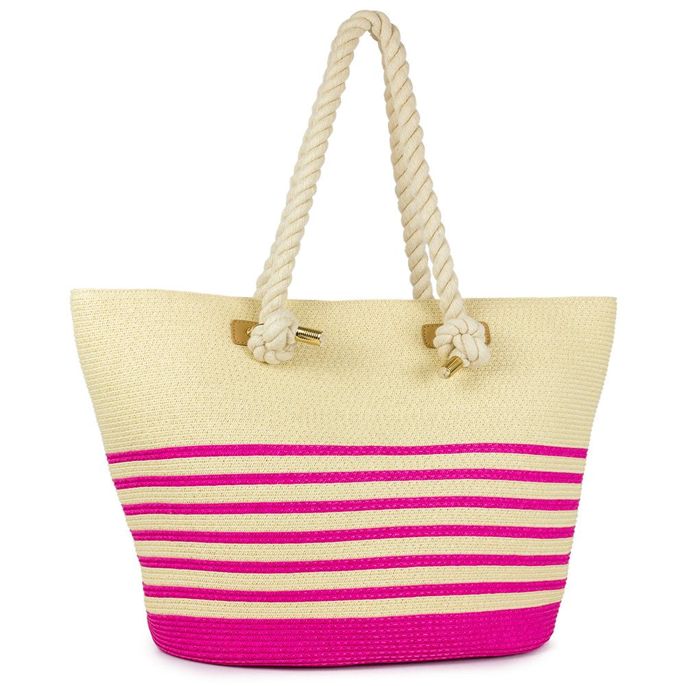 Women's Adult Paper Straw Beach Bag Navy