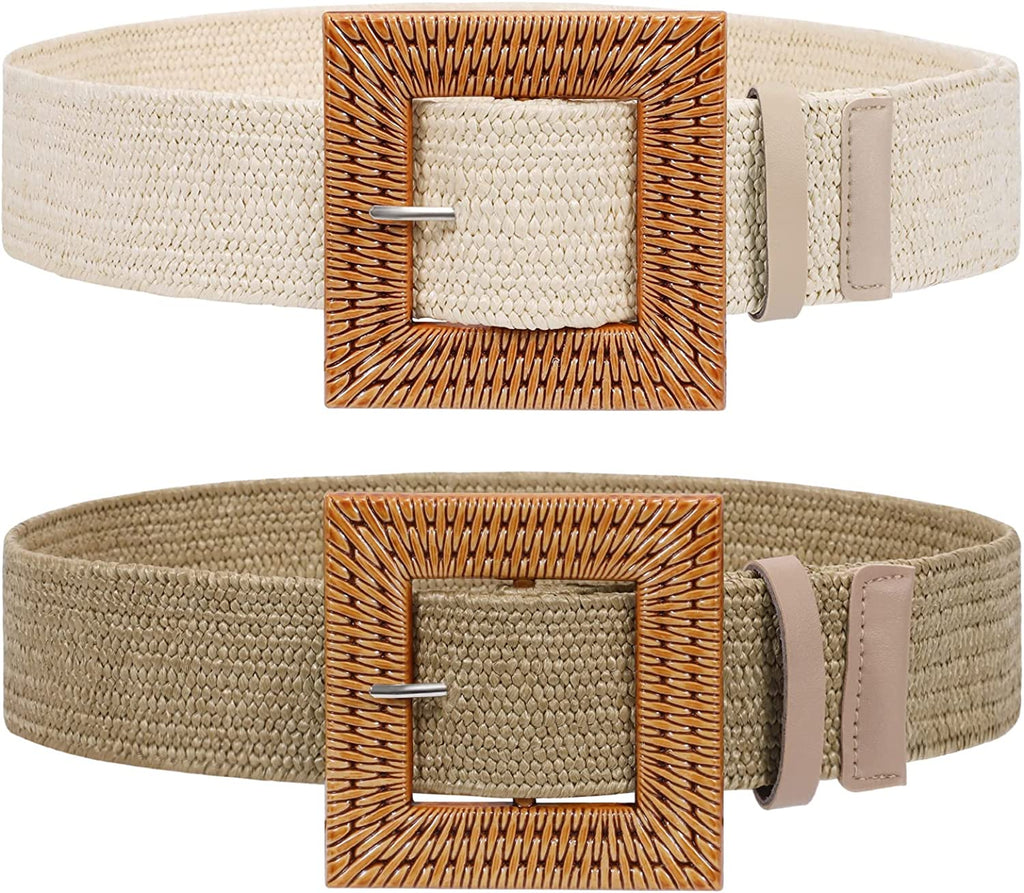  2 Pack Elastic Woven Waist Belts