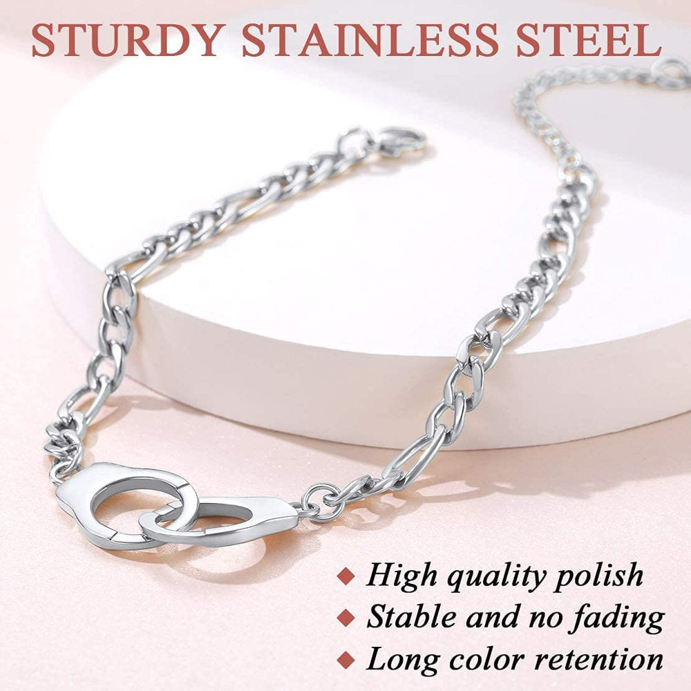 Handcuff Ankle Bracelets for Women Stainless Steel/18K Gold/Black Plated Ankle Chain Punk Jewelry