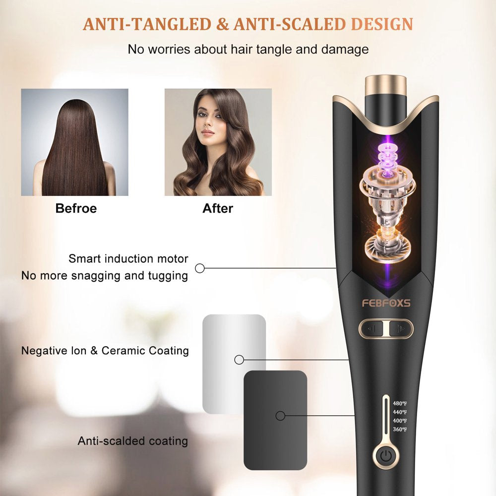 Curling Irons,Curling Iron Professional with 2" Large Rotating Barrel & 4 Temps,Salon Curl Hair,30S Fast Heating,Gold