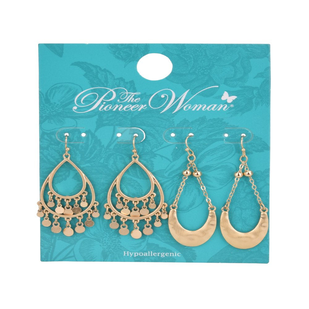  Women's Jewelry, Gold-Tone Soft Hammered Drop Duo Earring Set