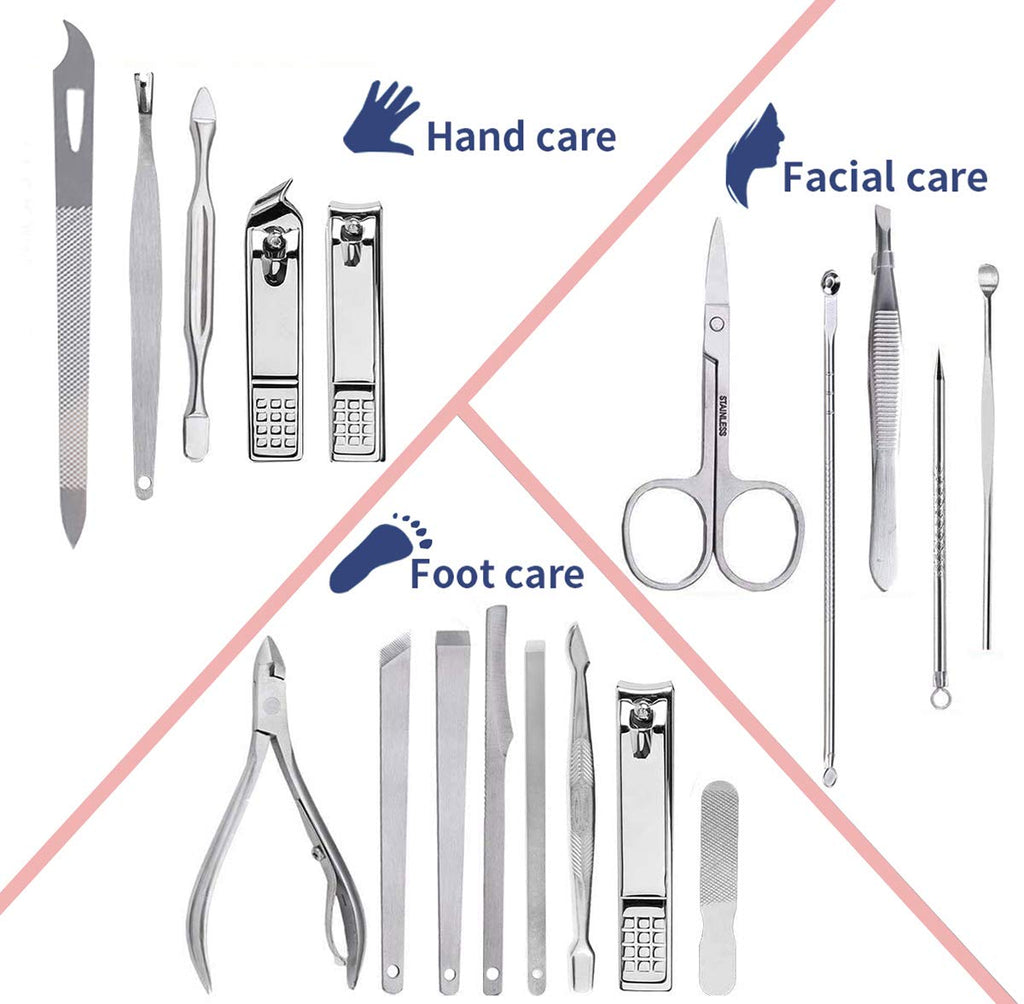 18 in 1 Stainless Steel Professional Manicure Set with Case
