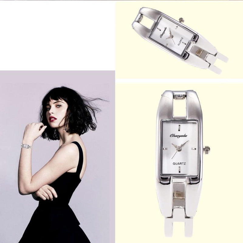 JewelryWe Womens Bracelet Watch Alloy Square Dial Quartz Wristwatch for Ladies Girls (3 Colors)