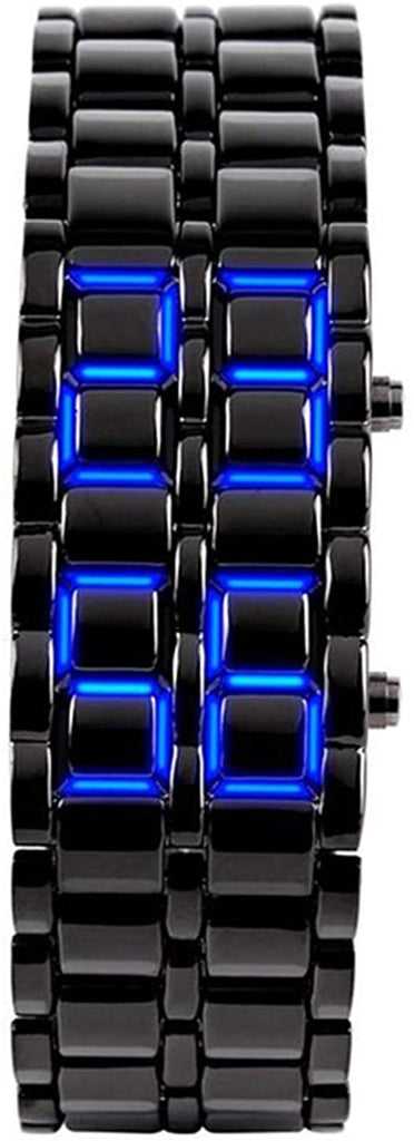 Mens Casual Simple Youth Sports Watch Electronic Binary Digital LED Lava Alloy Rectangular Chain Watches