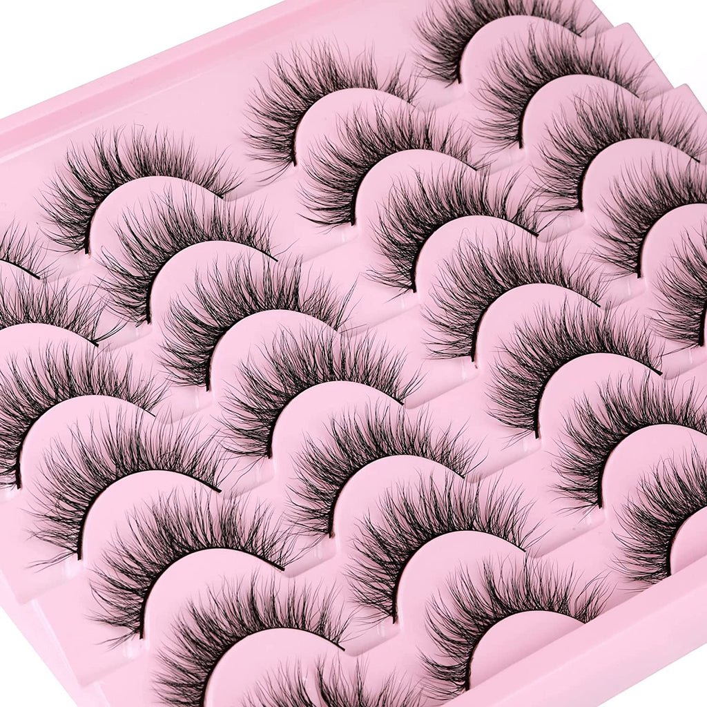 Newcally Lashes False Eyelashes Cat Eyes Wispy Natural Faux Mink Lashes 14 Pairs Pack Light Volume Short Fake Eye Lashes Multipack