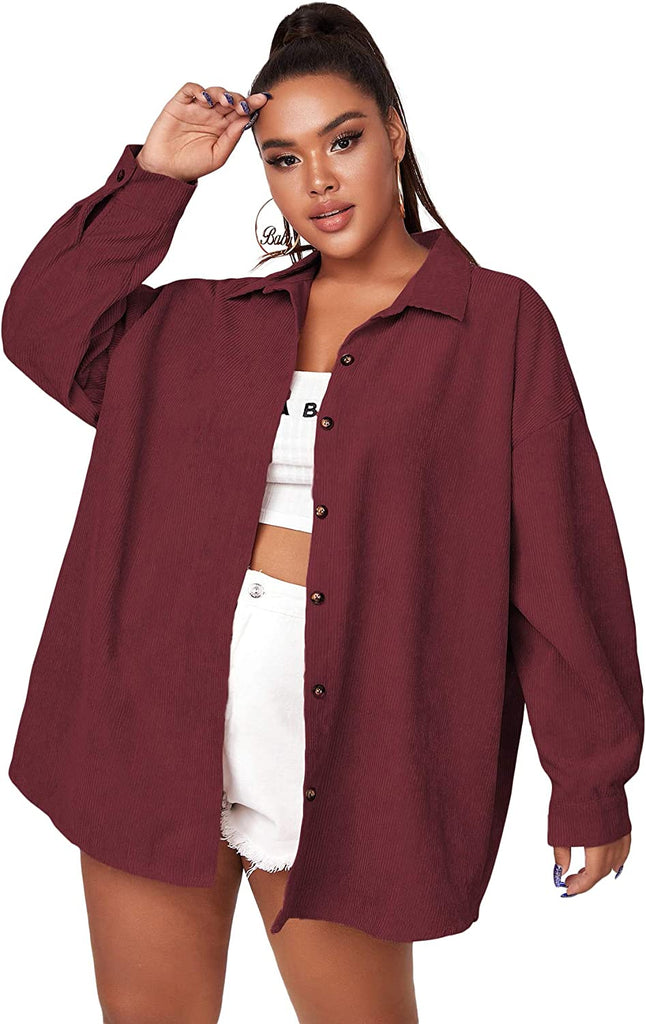 Women's Plus Drop Shoulder Corduroy Coat