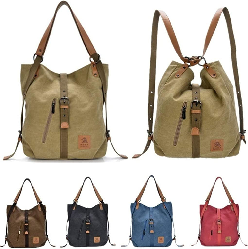 Casual Canvas Multifunctional Microfiber & Leather Large Capacity Handbag/Backpack