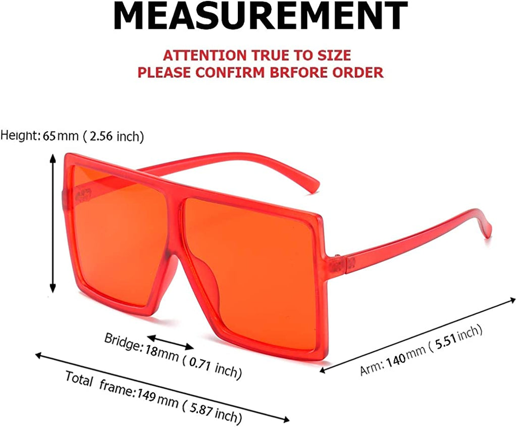 ENSARJOE Square Oversized Sunglasses for Women Men Flat Top Fashion ShadesUV Protection