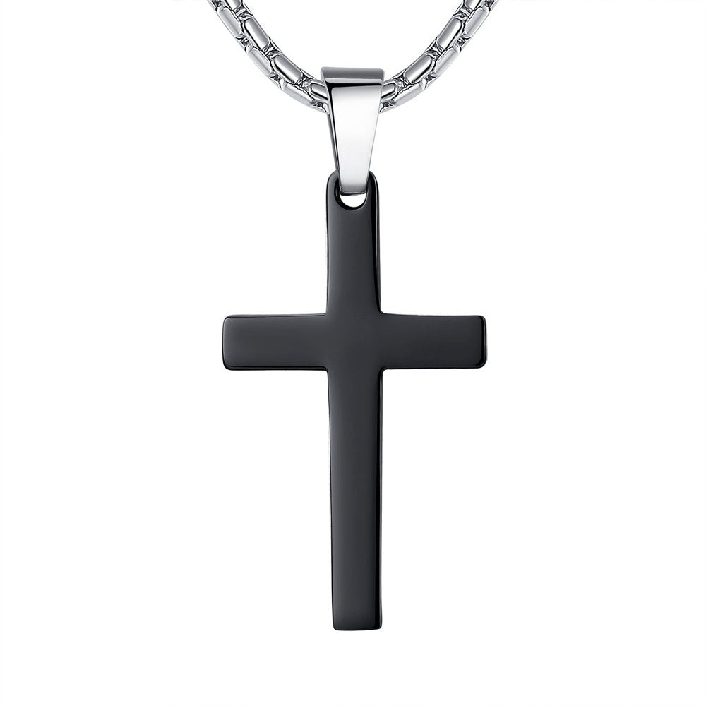 Men's Stainless Steel Simple Cross Pendant Necklace