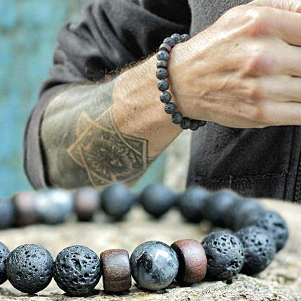  6pcs Black Lava Stone 7 Chakra Bracelets 