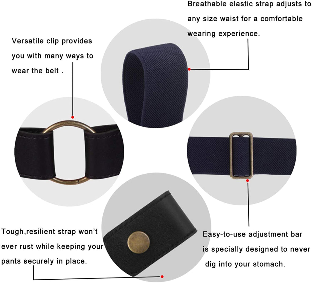 No Buckle Stretch Belt for Jeans, Invisible Elastic Adjustable Waist Belt