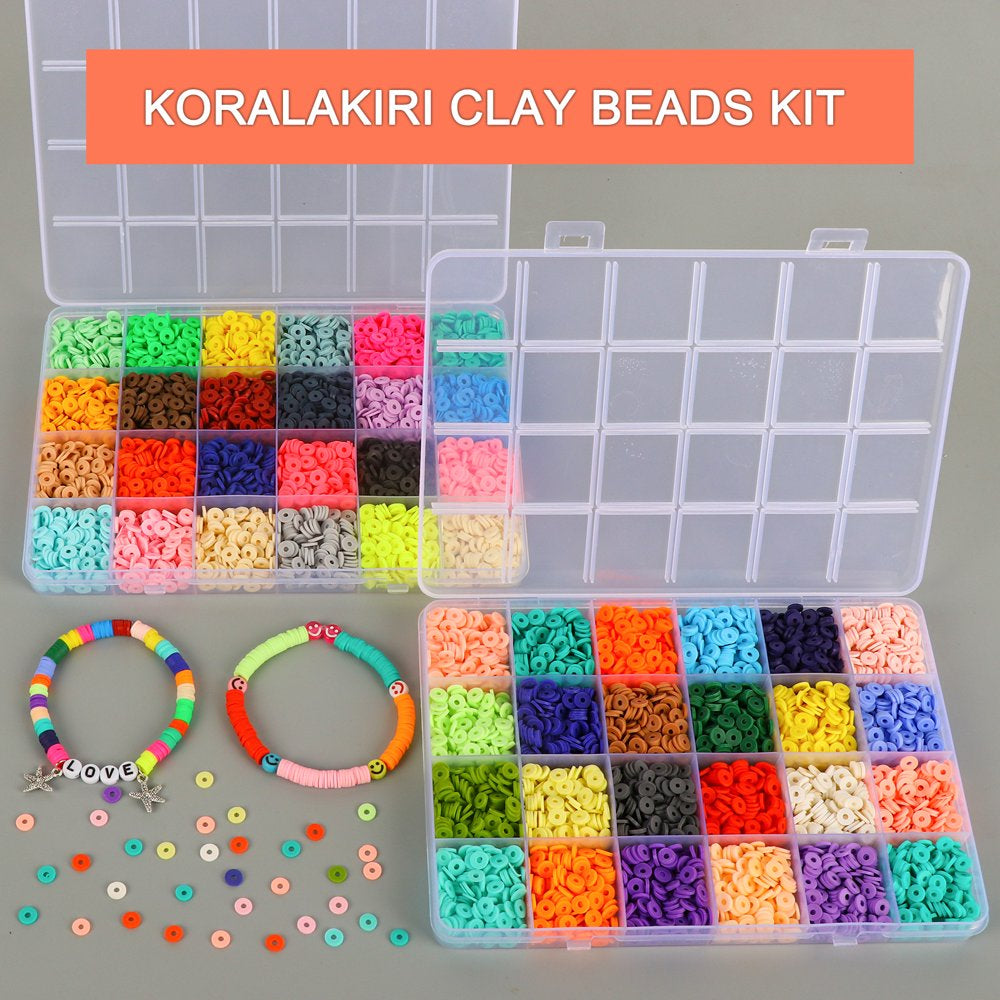 12000Pcs Flat Polymer Clay Beads Kit 48 Colors,6Mm Heishi Beads for Bracelets Necklaces Jewelry Making Gifts for Girls Ages 6-12
