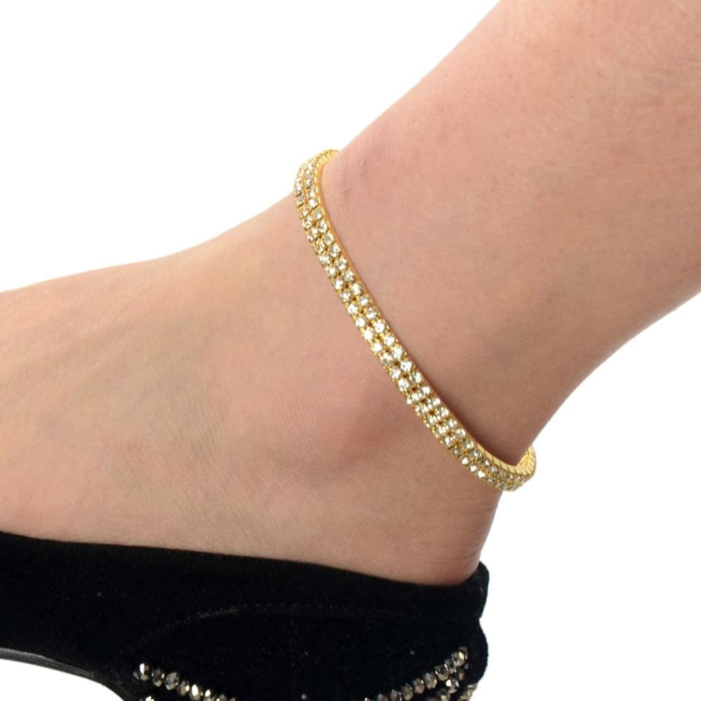 Sexy Anklets for Women Crystal Rhinestone Stretch Tennis Ankle Elastic Bracelet