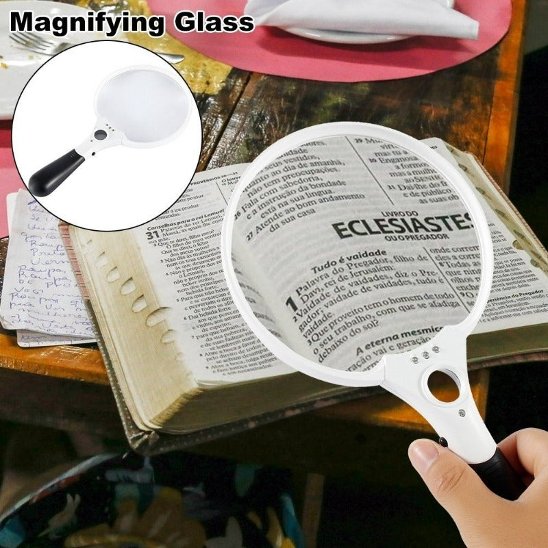 Extra Large LED Handheld Magnifying Glass with Light 2X 4X 25X Lens