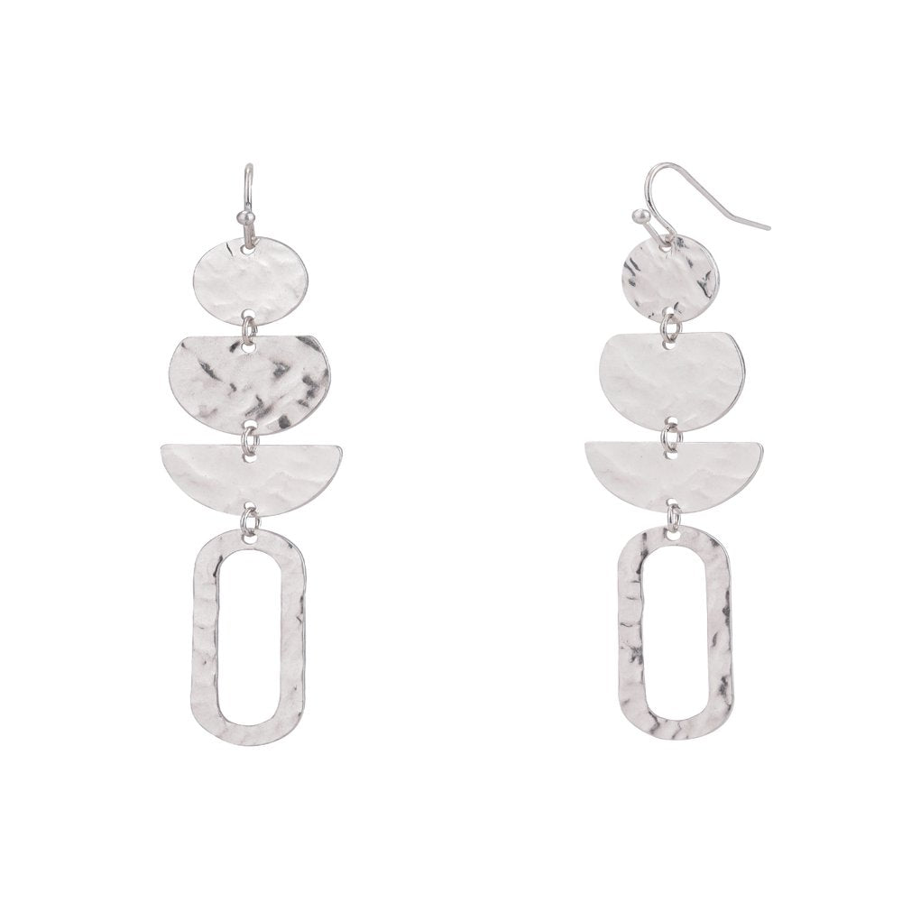  Women's Jewelry, Soft Silver-Tone and Soft Gold-Tone Metal Drop Duo Earring Set