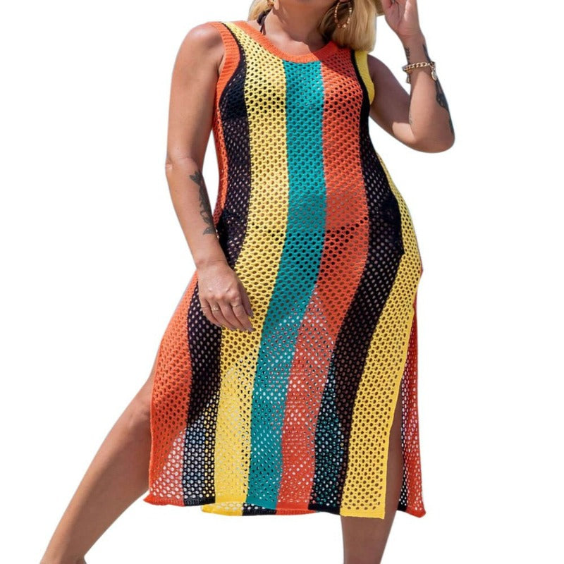 Women's Sleeveless Crochet Beach Dress Swimsuit Cover Up 