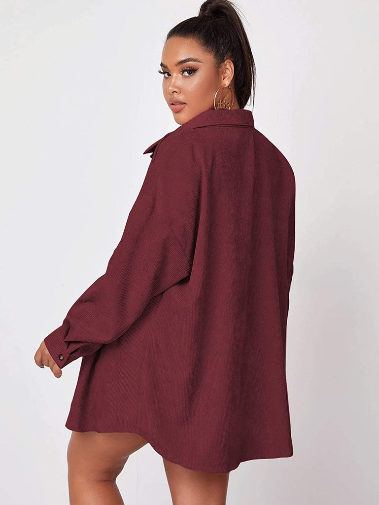 Women's Plus Drop Shoulder Corduroy Coat