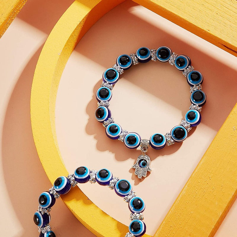 Set of 6 Blue Evil Eye Bracelet