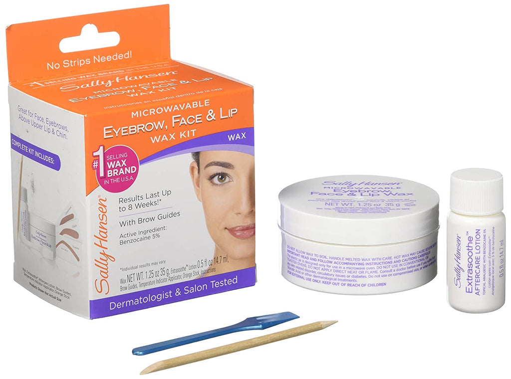 Sally Hansen 5001 Eyebrow, Face, Lip Strip-Less Face Wax Kit