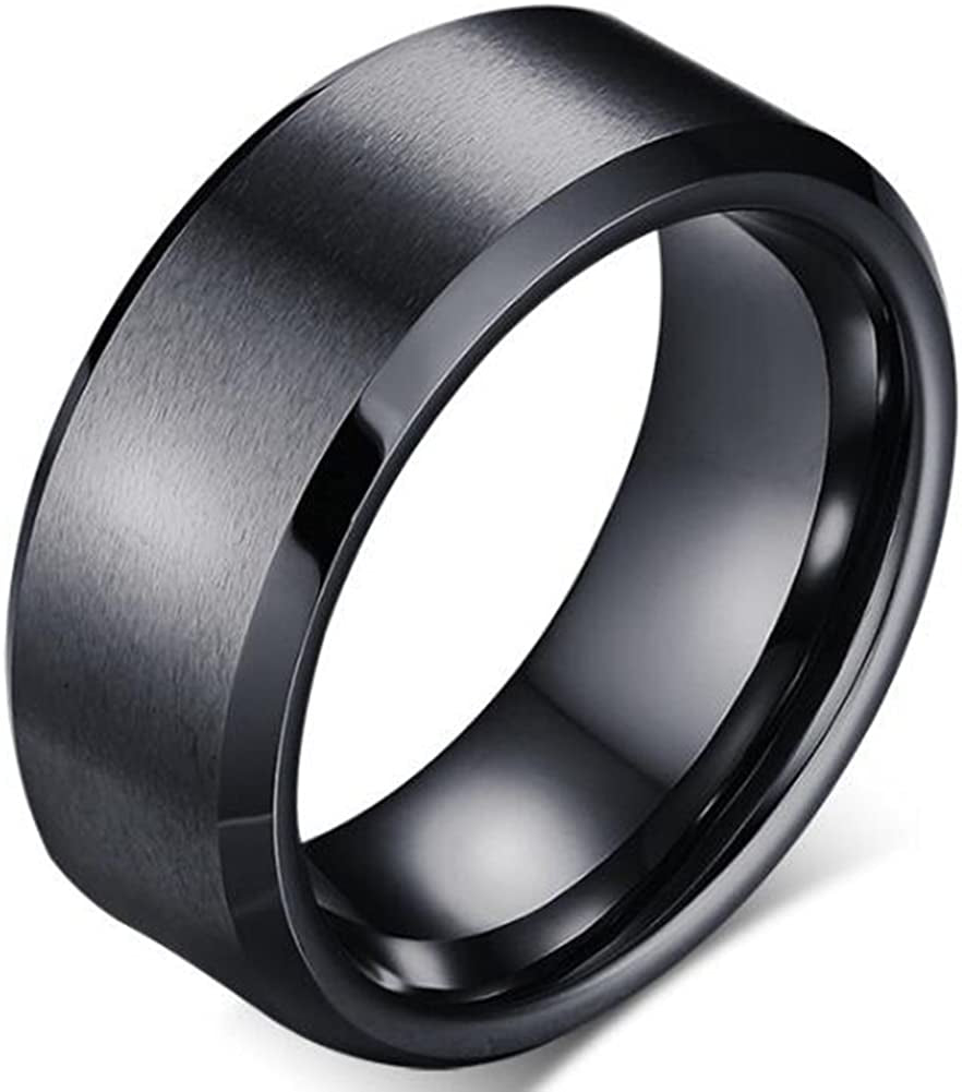 Stainless Steel Matte Brushed Classic Simple Plain Wedding Band 