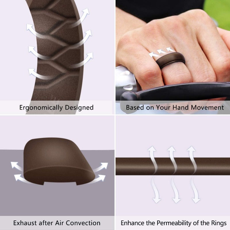 Multi-Pack Men's Silicone Wedding Rings with Breathable Airflow Inner Curve