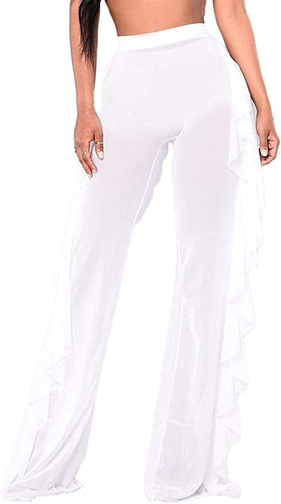  Women's Perspective Sheer Mesh Pants Swimsuit Bikini Bottom Cover ups Pants