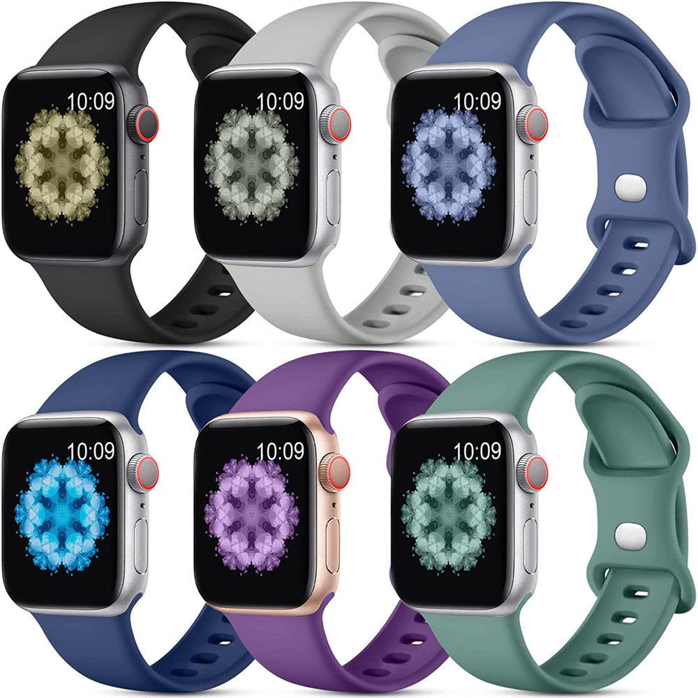 6 Pack Apple Watch Bands, Breathable Silicone Iwatch Bands for Women Men