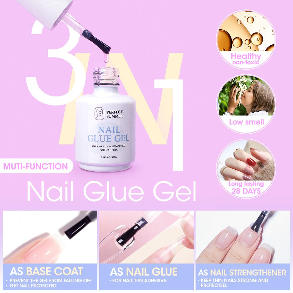 504 Piece Perfect Summer Nail Tips and Glue Gel Kit with UV Nail Light